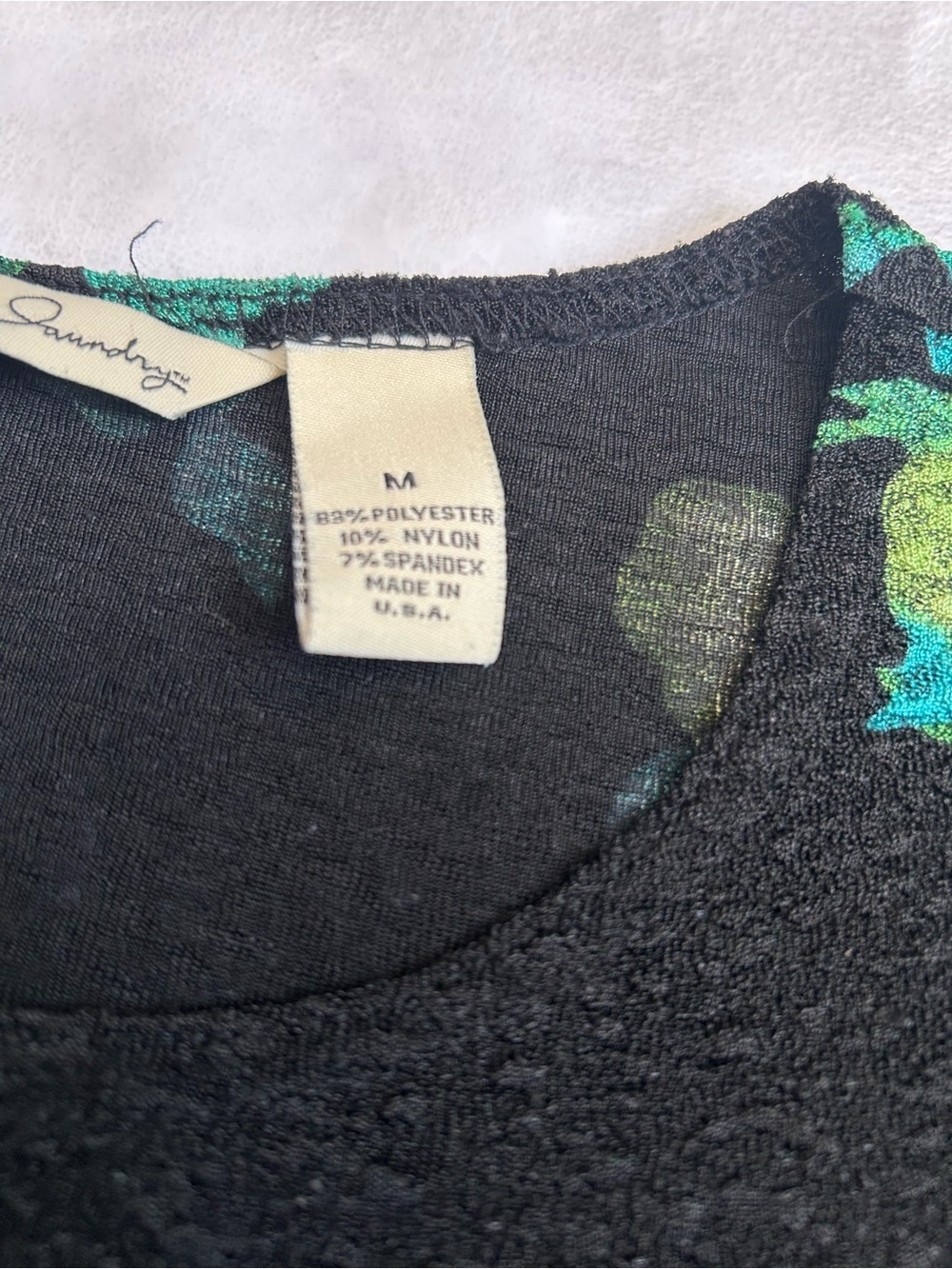 French Laundry Black Teal Green Floral Blouse Size Medium - Picture 8 of 10